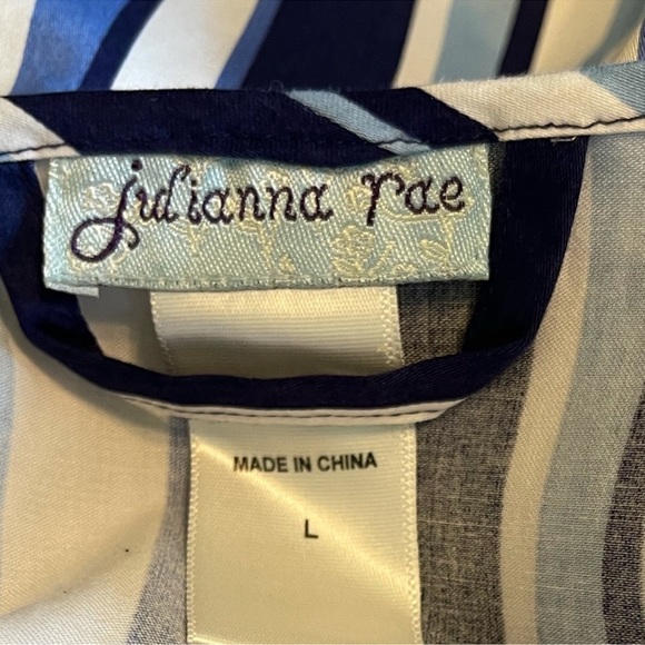 Julianna Rae Spring 2 Piece Blue Striped Pajama Set Large New Without Tags - Picture 6 of 7